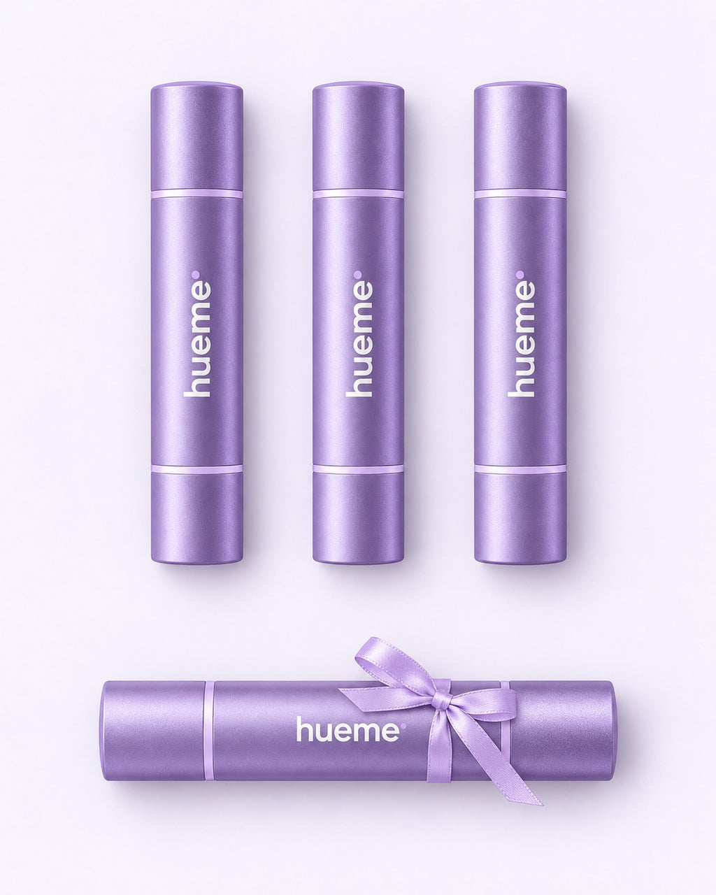 Three hueme sticks plus one extra stick tied with a lilac ribbon